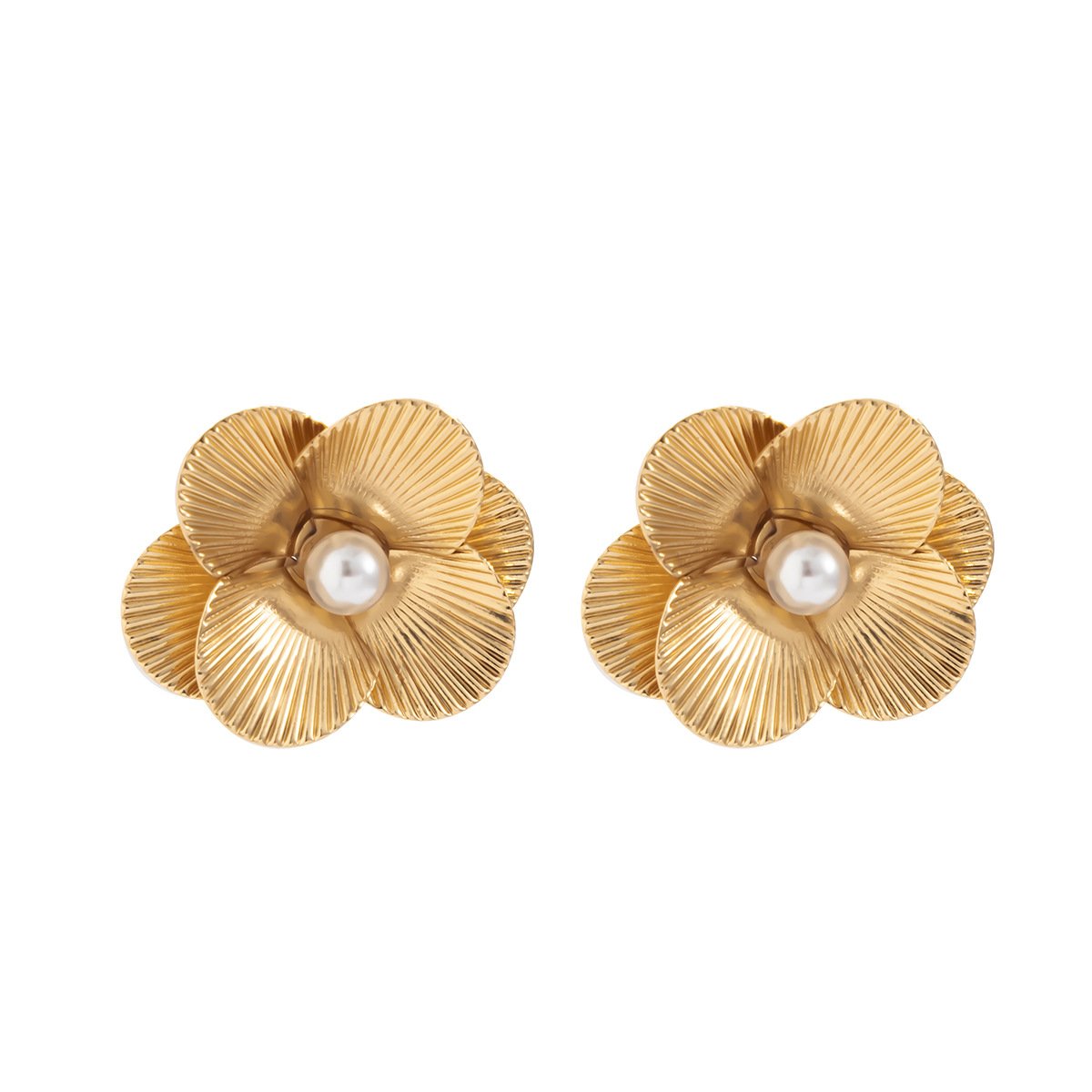 Jewelry retro simple three-dimensional flower earrings female niche temperament indifferent pearl earrings