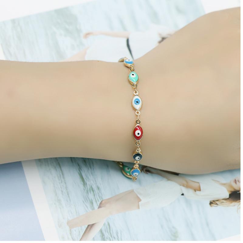 Bohemian Jewelry Retro Colorful Eyes Gold Fashion Bracelet Necklace Women