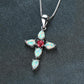 Explosive cross pendant necklace women's summer collarbone chain opal jewelry with diamond head jewelry