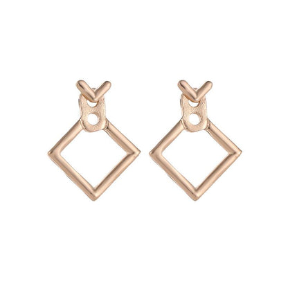 Jewelry Fashion Personality Versatile Earrings Minimalist Geometric Hollow Diamond Square Stud Earrings