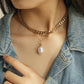 ins personality necklace double metal chain baroque special-shaped pearl pendant exaggerated clavicle chain