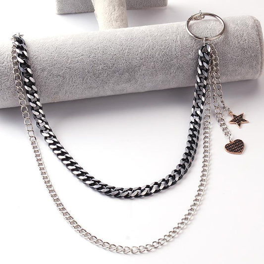 Jewelry drop oil letter pendant double chain metal ring accessories trend men and women body chain