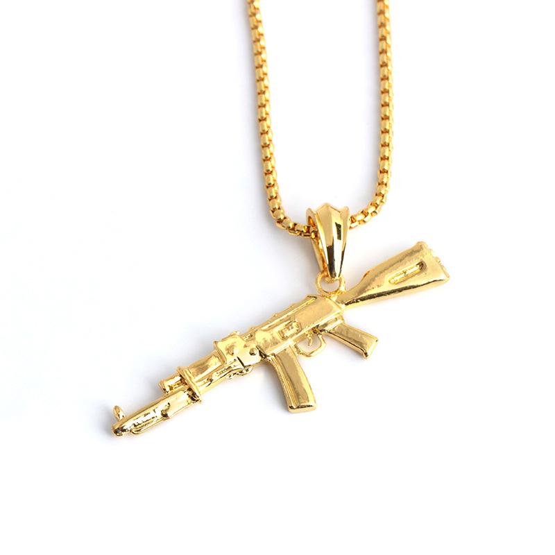 Personality Hip Hop Pistol Pendant Necklace Domineering Rifle Necklace Jewelry