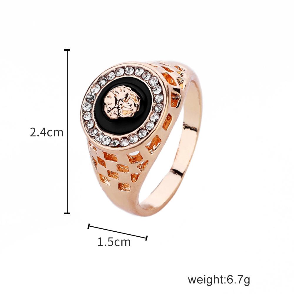 Jewelry fashion hip-hop men's ring personalized diamond lion head painting oil ring