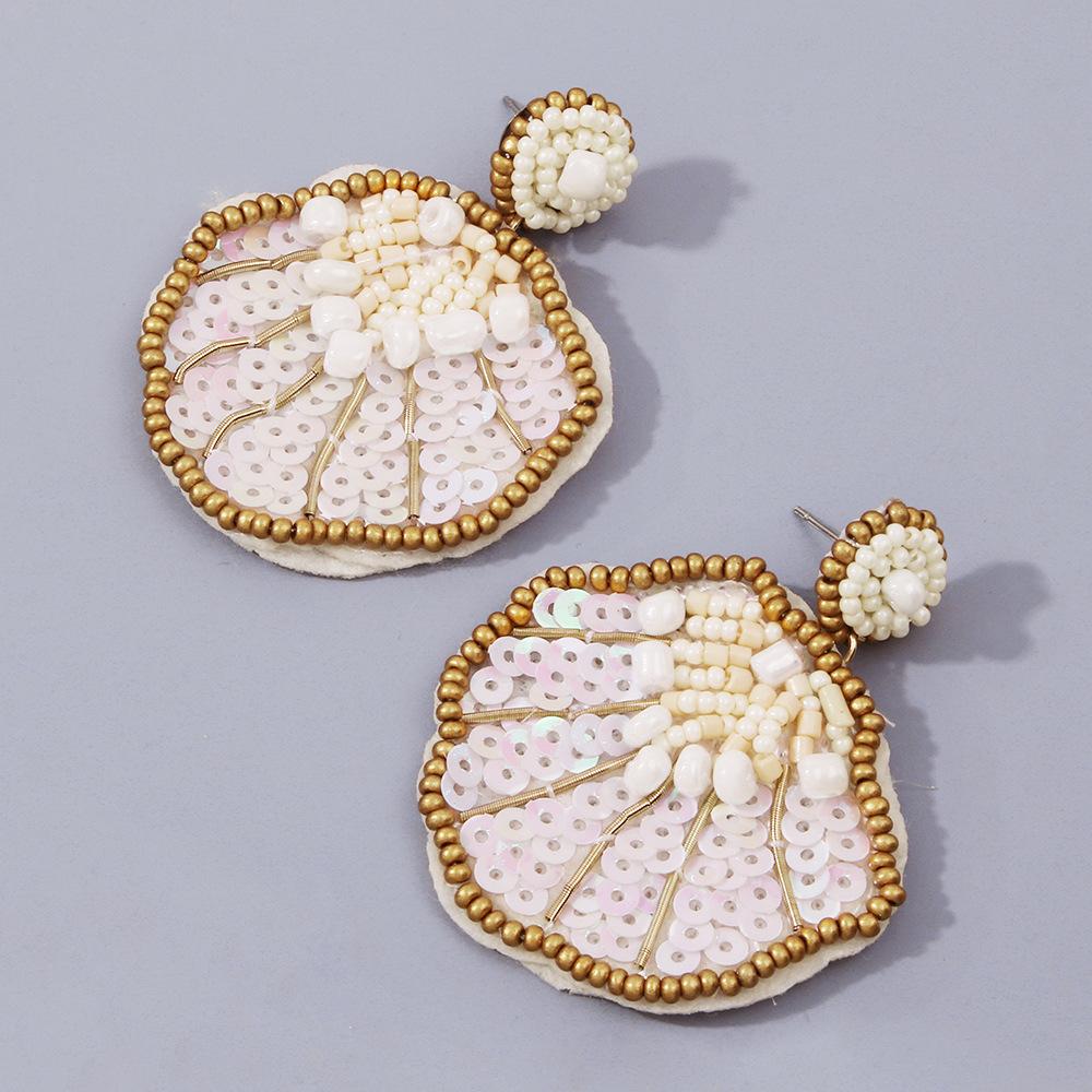 E1336 Jewelry Personality Beaded Sequins Colorful Earrings Design Shell Gradient Earrings