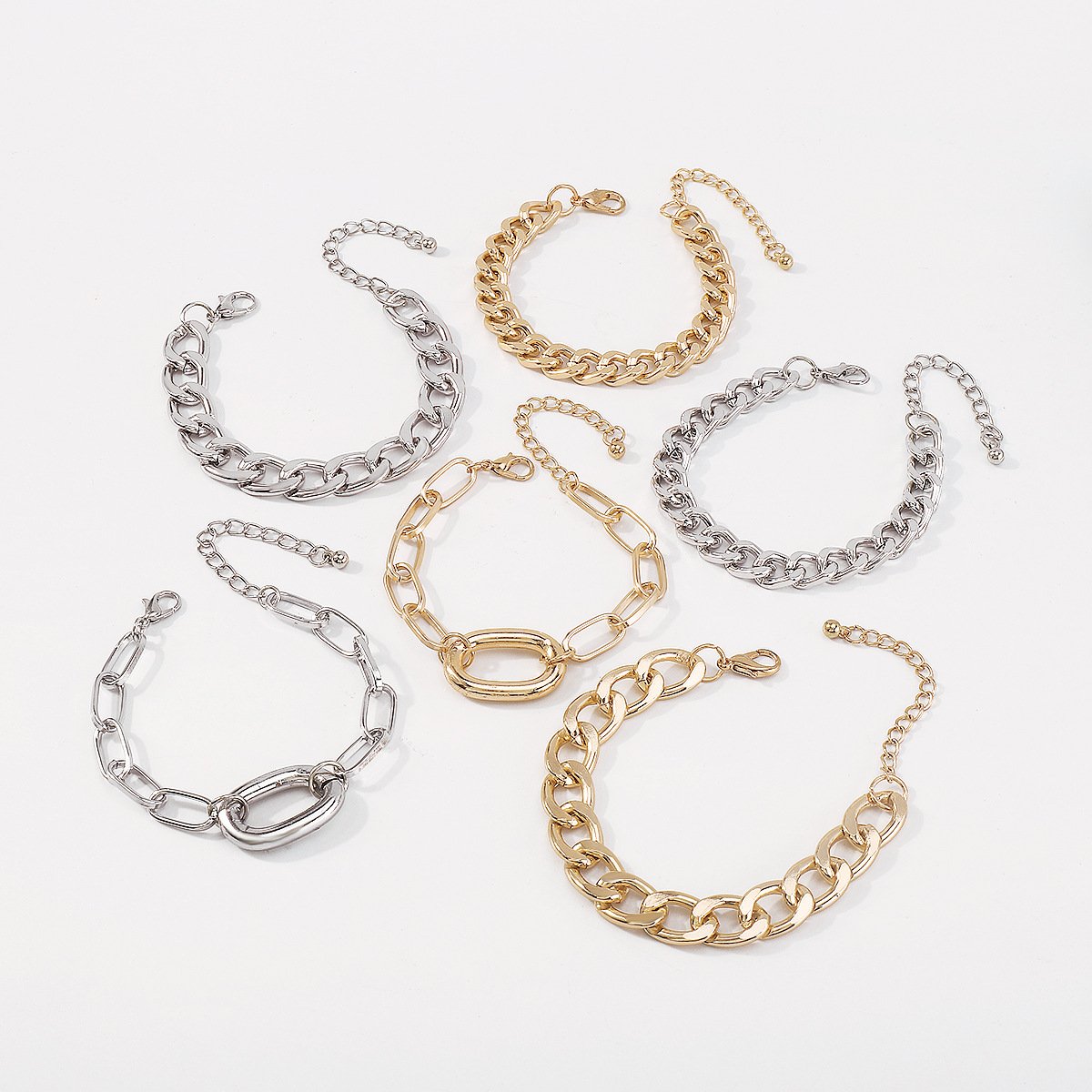 B1851 Jewelry Exaggerated Chain Punk Bracelet Cuban Chain Personality Metal Heavy Hand Jewelry Female