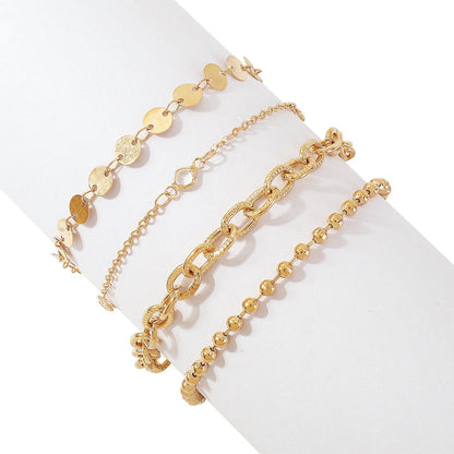 B1778 Jewelry Simple Small Gold Bead Disc Popular Bracelet Metal Multi-Layered Wearing Jewelry For Women