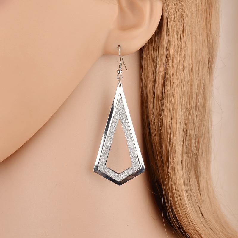 Exaggerated Frosted Long Earrings Exaggerated Personality Geometric Female Earrings