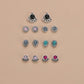 Fashion Retro Resin Alloy Small Stud Earrings Water Drop Oval Geometric Multi-Piece Set Earring Accessories