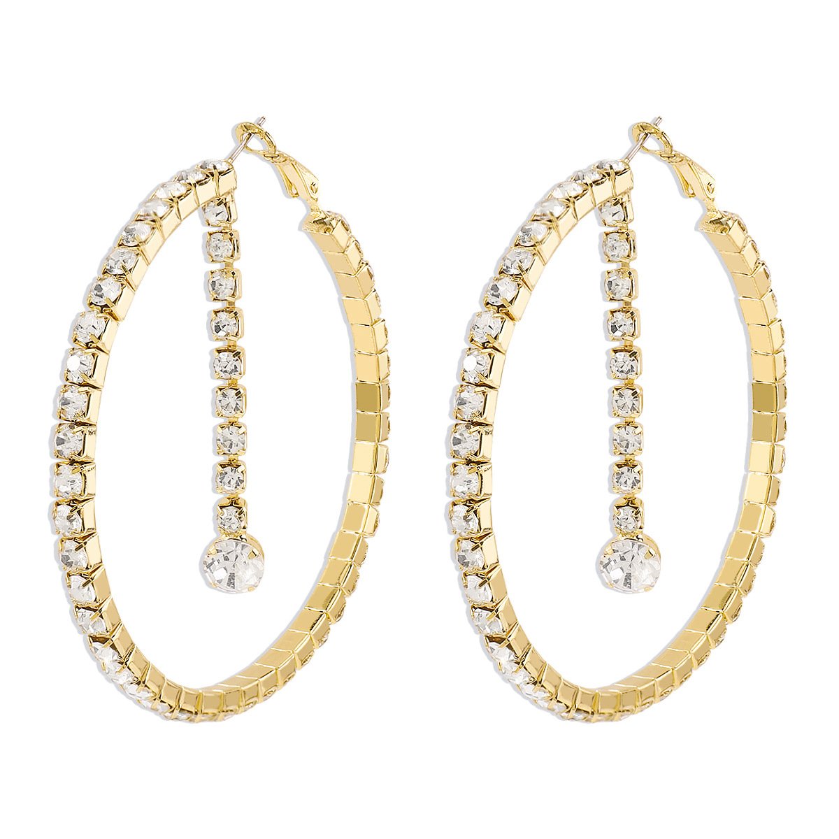 E1658 Jewelry Claw Chain Full Diamond Temperament Fashion Earring Personality Exaggerated Dinner Party Earrings