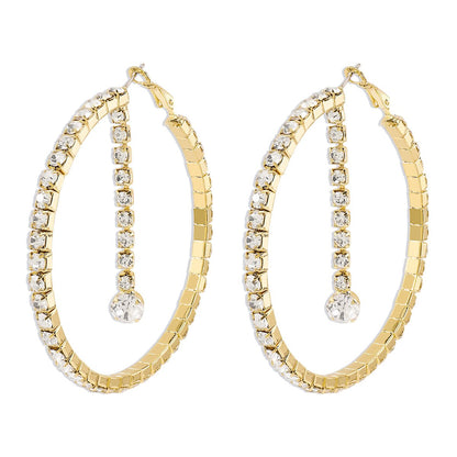 E1658 Jewelry Claw Chain Full Diamond Temperament Fashion Earring Personality Exaggerated Dinner Party Earrings