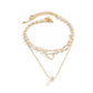 Jewelry simple round bead metal chain necklace temperament imitation pearl heart-shaped multi-layer necklace female