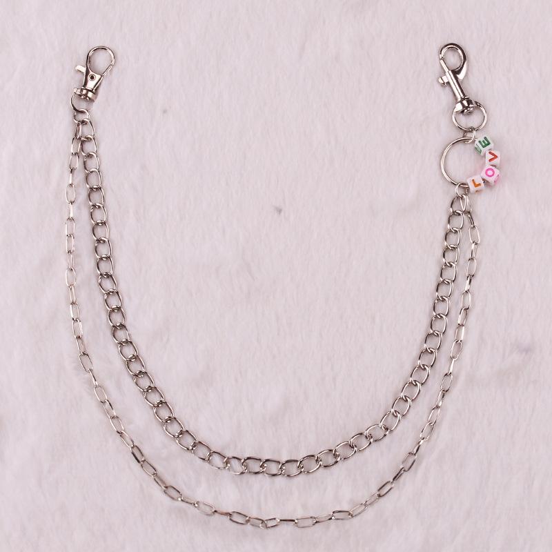 Double-layer pants chain ring love letter personality waist chain jeans accessories women