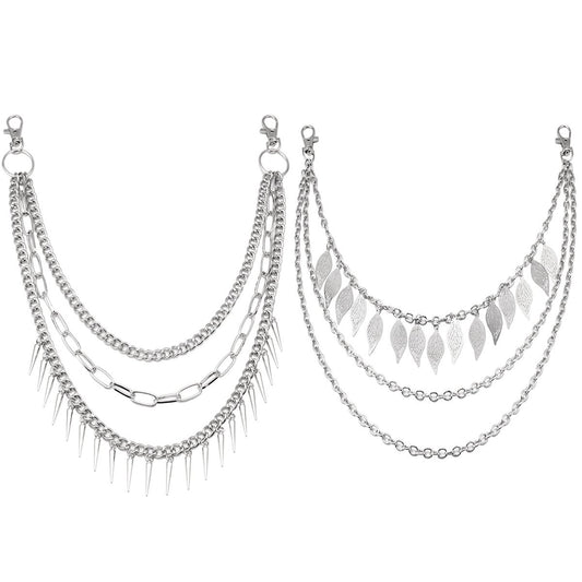 Fashion leaf pendant multi-layer chain pants chain personality exaggerated long rivet accessories body chain