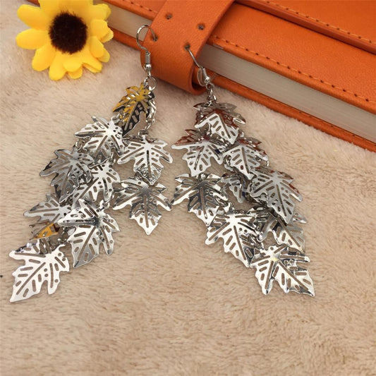 Exaggerated Earrings Hollow Gourd Baby Leaf String Ladies Earrings Earrings Small Jewelry