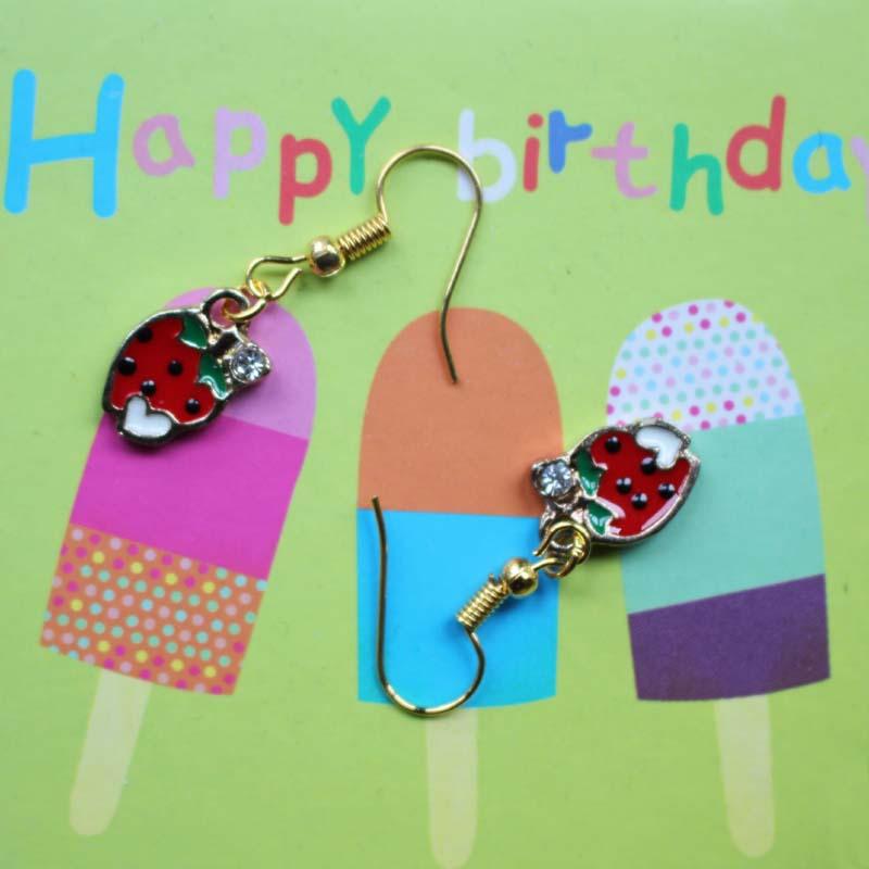 Fruit series earrings drop oil diamond strawberry earrings gift direct supply