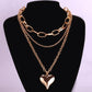 in Peach Heart Necklace Retro Heart Pendant Stacked Design Sense of Clavicle Chain Coat Sweater Chain