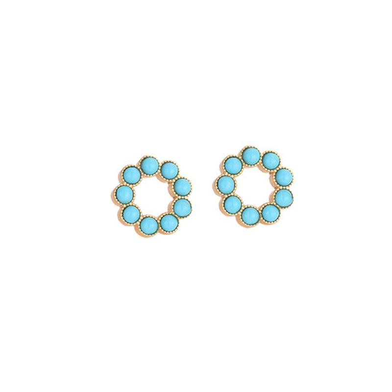 Explosive retro palace women's turquoise round earrings fashion temperament bohemian earrings jewelry