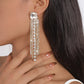 E1599 Light luxury temperament rhinestone tassel earrings exaggerated claw chain net red long fashion earrings women