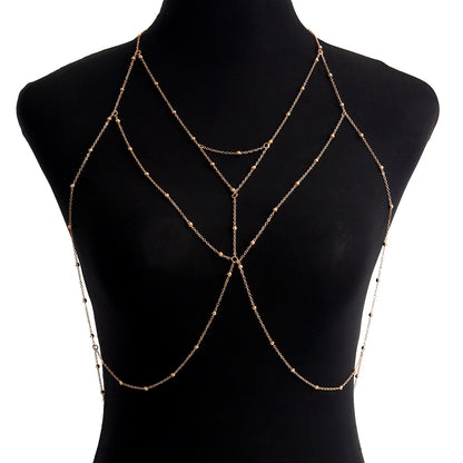 Ornament Simple Sexy Cross Bead Chain Chest Chain Female Sweet Cool Night Hanging Neck Tassel Body Chain