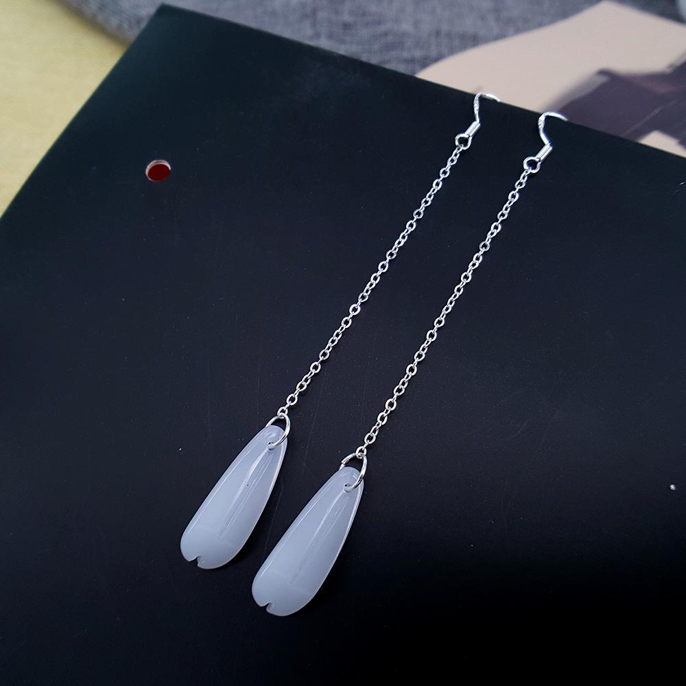 Drop-shaped earrings long tassel petal earrings retro Hanfu ear jewelry 925 earrings stall