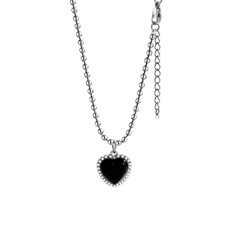Ins Pendant Accessories Black Heart Titanium Steel Necklace Female Simple Versatile Personalized Clavicle Chain