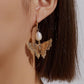 Niche fashion metal hollow multi-layer butterfly earrings temperament baroque freshwater pearl earrings women