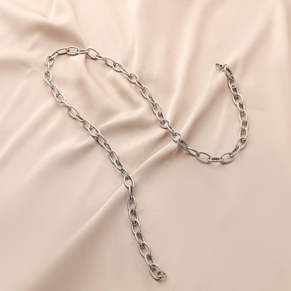 ins fashion stainless steel twist brushed O word single chain necklace titanium steel hip hop simple exaggerated necklace men
