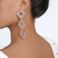 E145 exaggerated multi-layer earrings square full diamond claw chain light luxury earrings heavy industry temperament earrings