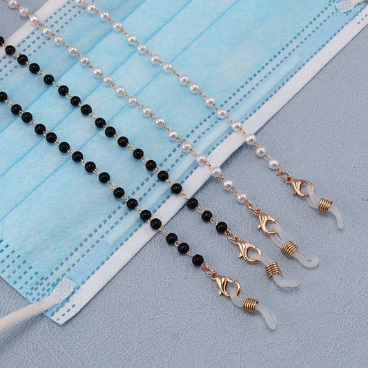 Rice bead glasses chain 72cm metal chain temperament mask chain pearl anti-lost hanging neck sunglasses chain
