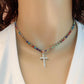 Popular ins minimalist all-match cross rhinestones full of diamonds bm girl cold necklace collarbone chain