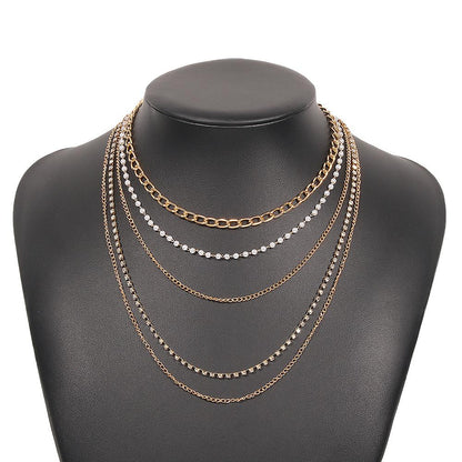 N8852 Jewelry Imitation Pearl Claw Chain Geometric Simple Necklace Retro Stacked Metal Necklace