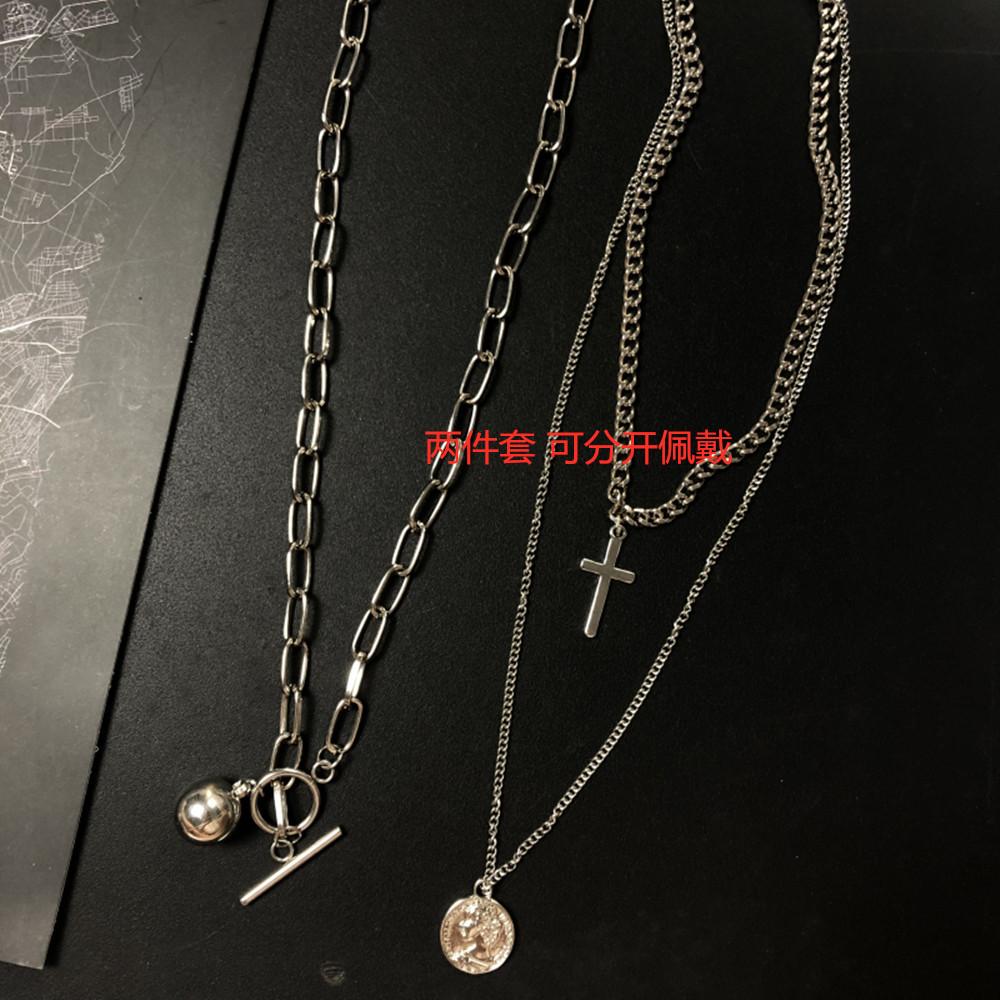 Hip-hop multi-layered cross necklace retro beauty head collarbone chain sweater chain accessories cool and handsome hipster pendant
