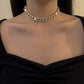 Jewelry Temperament Light Luxury Full Diamond Cuban Buckle Necklace Hip Hop Punk Adjustable Chain Necklace