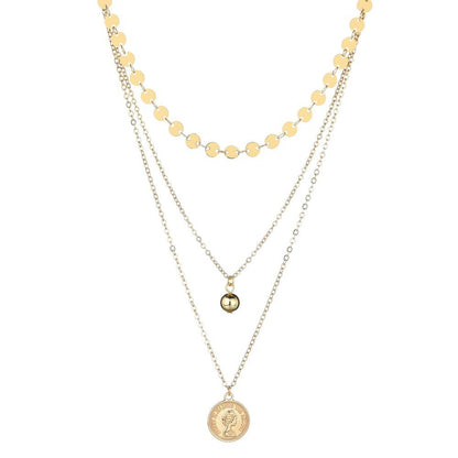 Retro Queen Head Necklace Fashion CCB Alloy Pendant Multilayer Necklace Accessories