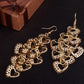 Long Hollow Heart Shape Metal String Earrings Fashion Rhombus Sequin Earrings