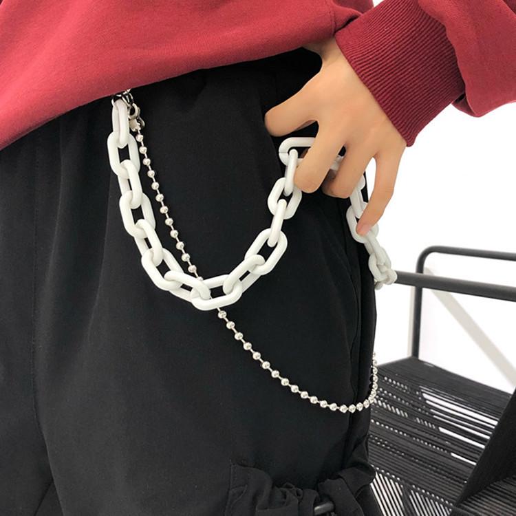 Ins street net red waist chain candy color resin pants chain ornaments retro trend pendant double chain female