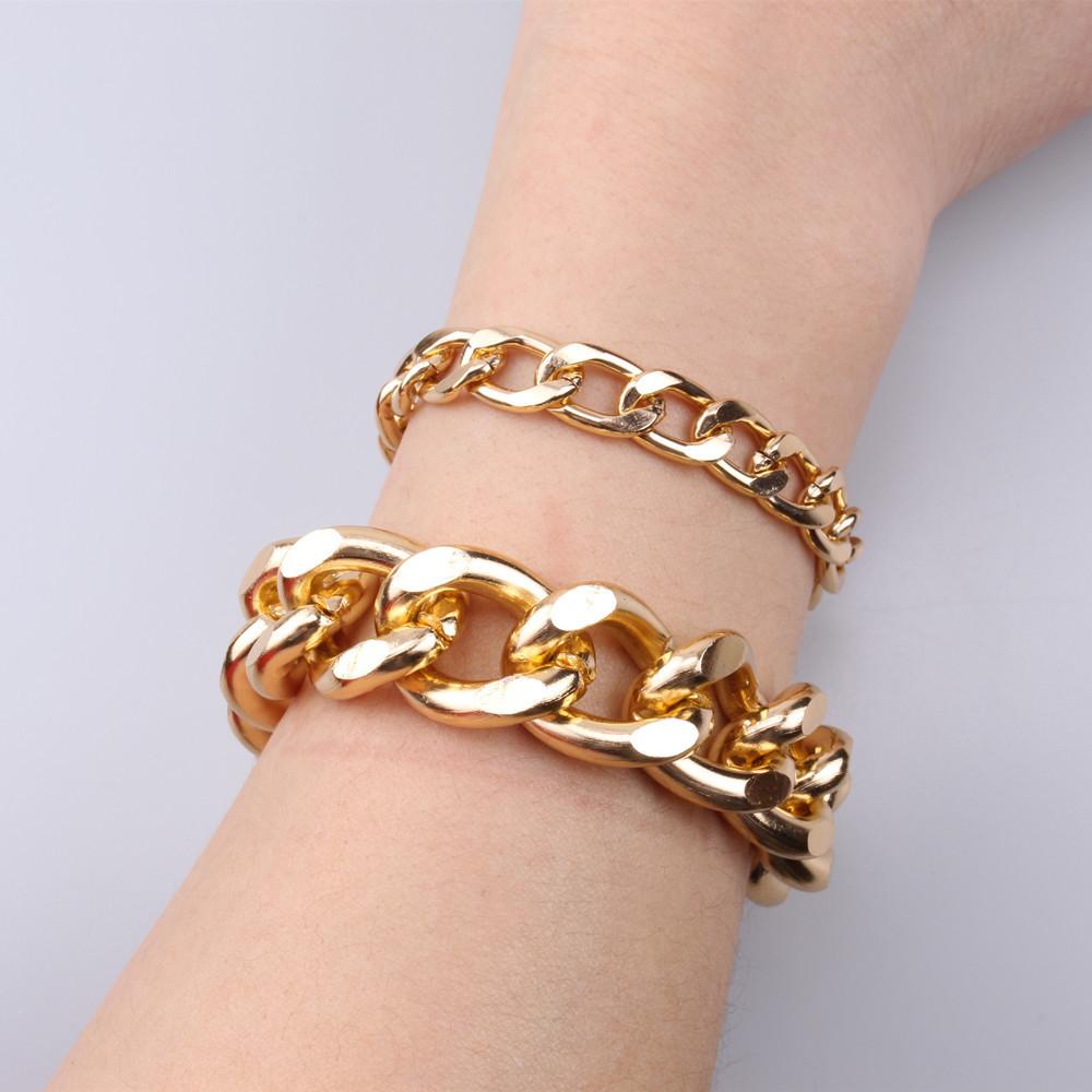 Jewelry Punk Retro Simple Aluminum Chain Bracelet Two-piece Set Fashion Men's and Women's Hand Jewelry Bracelet