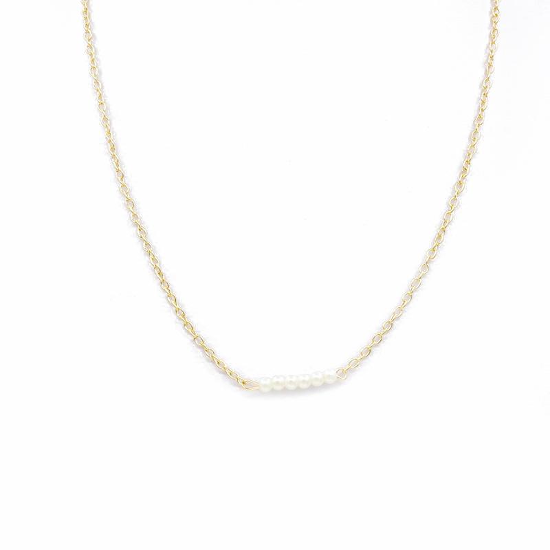 Pearl necklace single row one word pearl choker clavicle chain