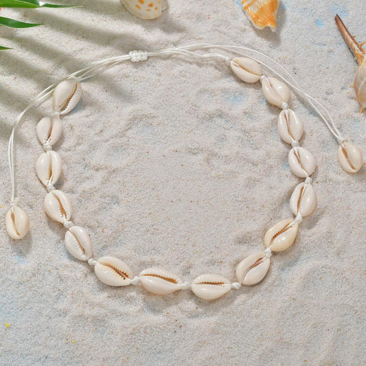 Accessories Boho Ethnic Big Shell Necklace Beach Vacation Braided Necklace Jewelry