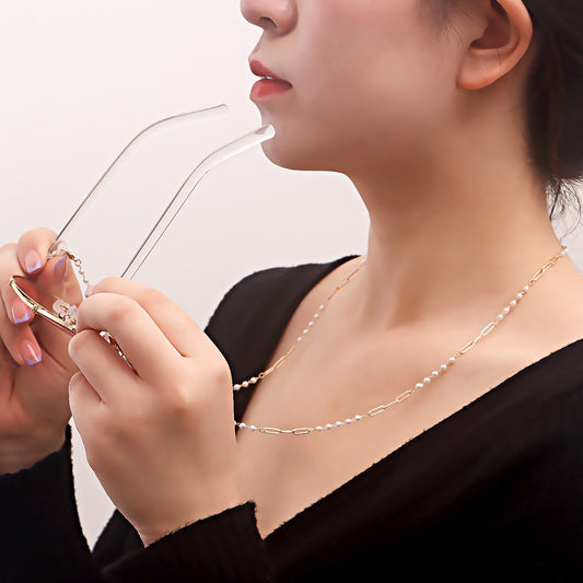 Mask hanging chain glasses chain pearl five-pointed star disc mask chain peach heart metal glasses chain