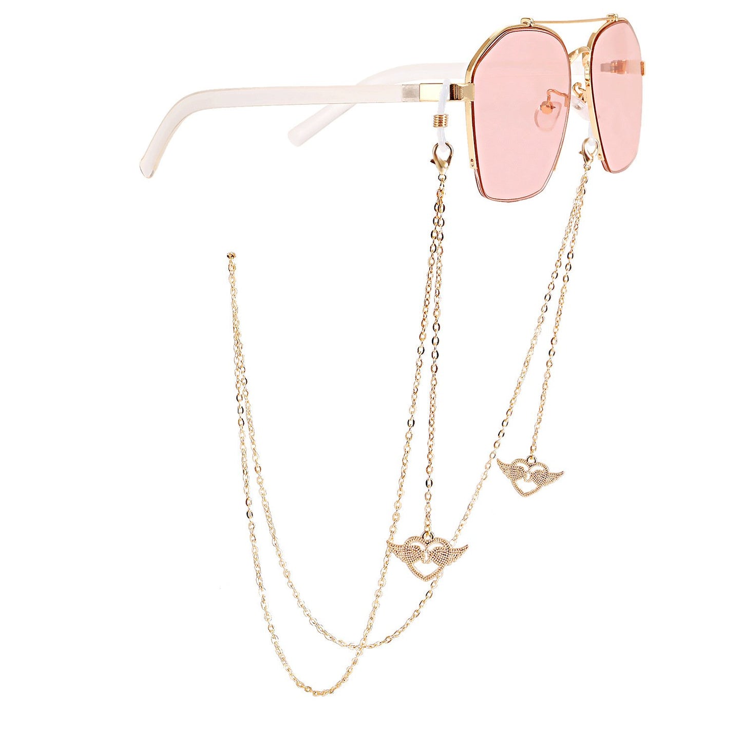 Mask hanging chain glasses hanging chain glasses chain mask chain glasses metal plating heart-shaped hanging chain
