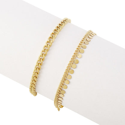 A159 Simple multi-layered anklets, small circle chains, casual vacation beach personality fashion foot accessories