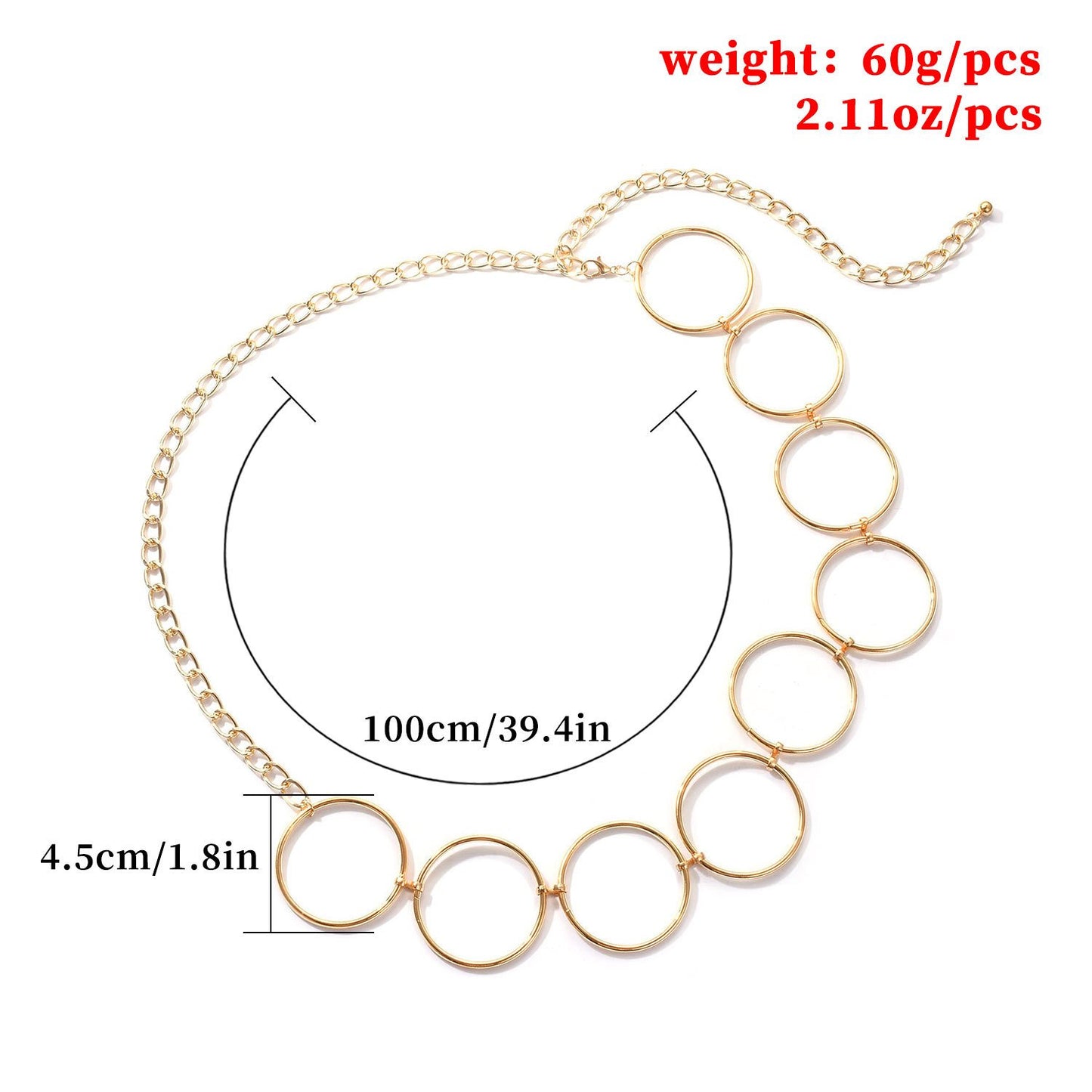 Jewelry Night Trenders Exaggerated Circle Body Chain Ladies Sexy Metal Punk Circle Waist Chain