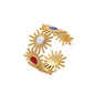 Fashion Simple Exaggerated Ladies Stainless Steel Creative Opening Adjustable Color Sun Drip Oil Ring