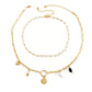 Jewelry hip-hop stacked double-layer imitation pearl necklace niche simple sequin love star necklace
