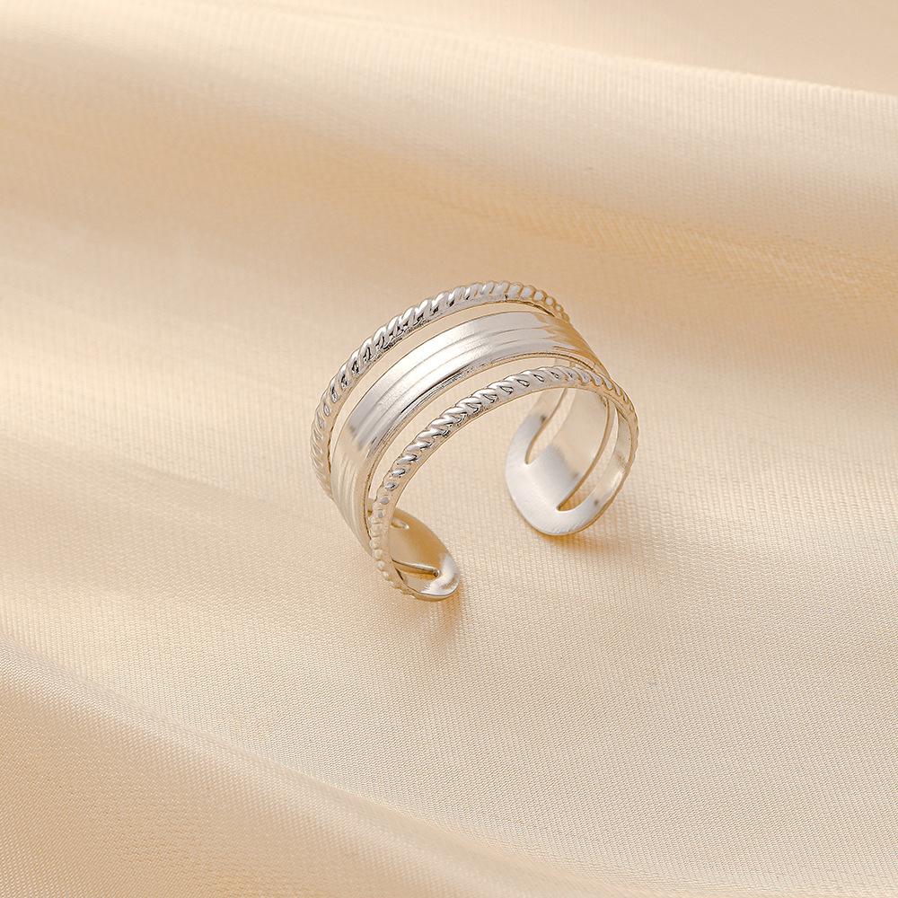 Stylish and high-end cold stainless steel opening simple geometric lines adjustable ring