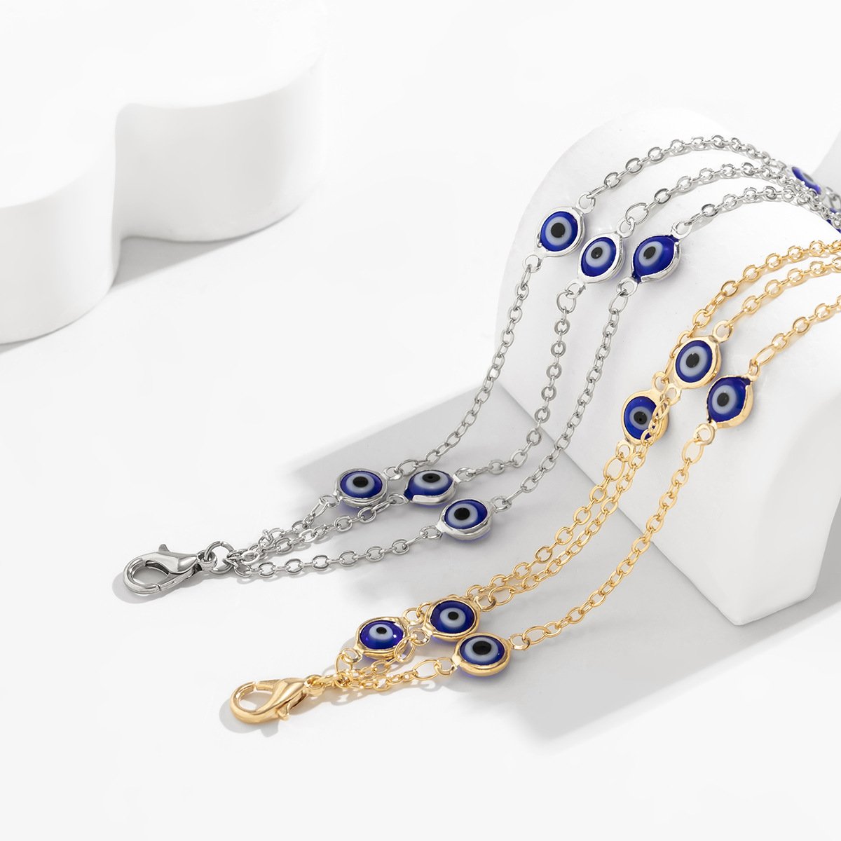 Jewelry Creative Beaded Rice Bead Tassel Eye Pendant Necklace Simple Acrylic Geometric Necklace