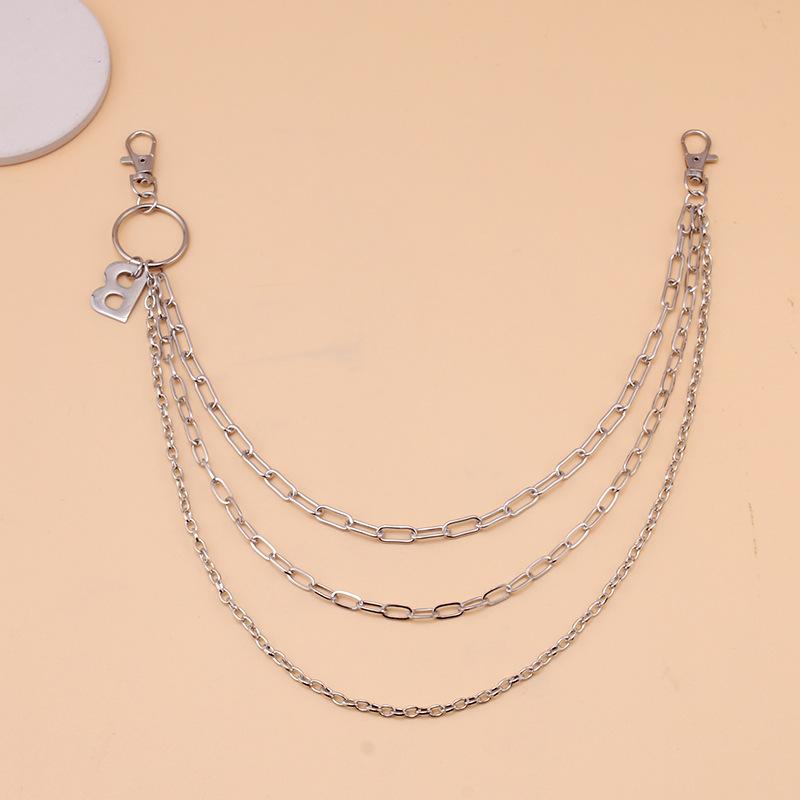 Ins jewelry punk hip-hop multi-layer pants chain personality trend wild letter B pendant jeans waist chain