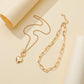 Jewelry ins personality heart-shaped pendant fashion metal exaggerated thick chain OT buckle multi-layer necklace